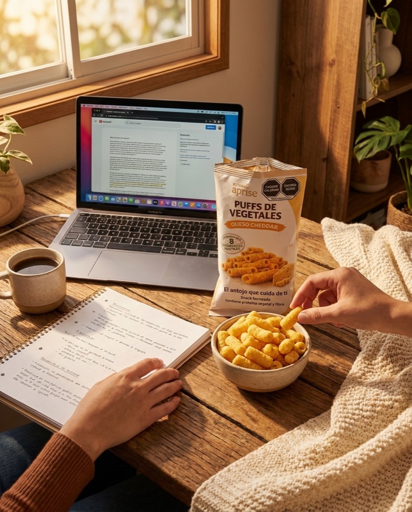 Puffs de vegetales en el escritorio de estudio